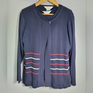 Exclusively Misook 2pc Set Sweater Cardigan and blouse  Sz Medium Blue